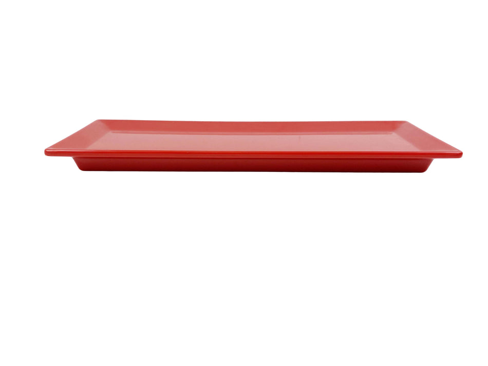 12 Pack 15" x 5-1/4", 1" Deep, Rectangular Appetizer Tray, Classic Pure Red Dinnerware, Melamine, BPA Free, Dishwasher Safe, Break-Resistant, Shatter-Resistant, No Microwave, No Oven, NSF