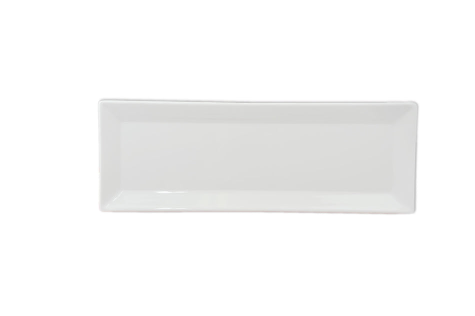 12 Pack 15" x 5-1/4", 1" Deep, Rectangular Appetizer Tray, Classic White Dinnerware, Melamine, BPA Free, Dishwasher Safe, Break-Resistant, Shatter-Resistant, No Microwave, No Oven, NSF