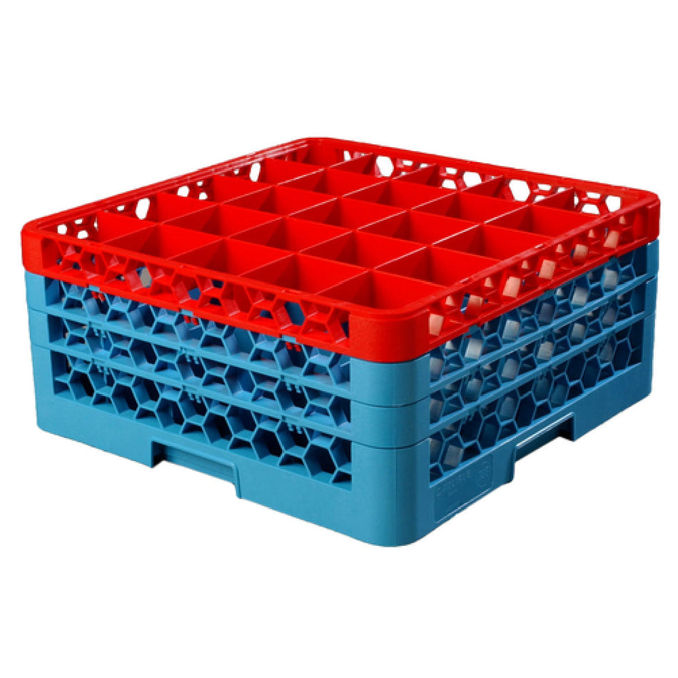 Carlisle RG25-3C410 19 Inch Red-Blue Dishwasher Glass Rack with 25 Compartments