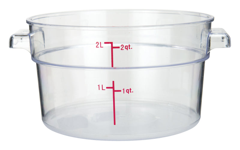 Winco PCRC-2 2 Quarts Round Stackable Food Storage Container Polycarbonate Clear
