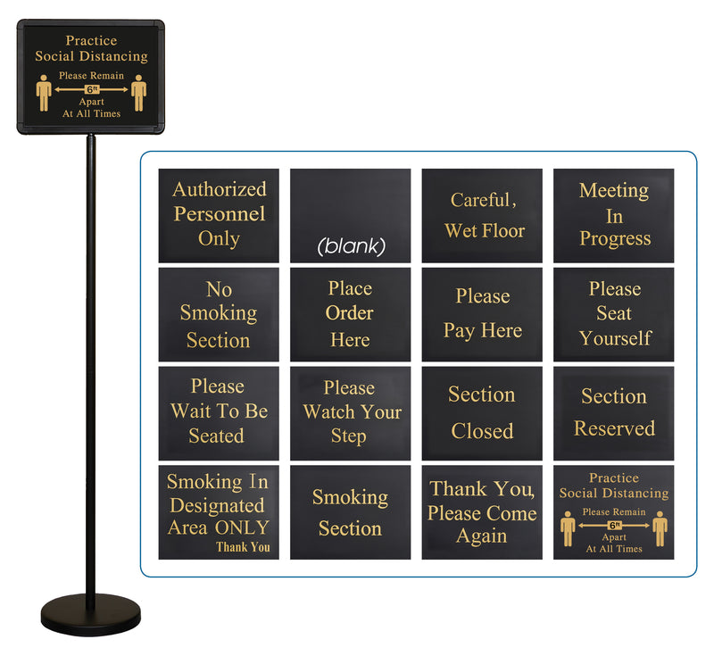 Winco HTS-60K 13-1/2 Inch x 10 Inch Sign Set with 15 Messages and Base