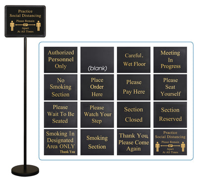 Winco HTS-60K 13-1/2 Inch x 10 Inch Sign Set with 15 Messages and Base