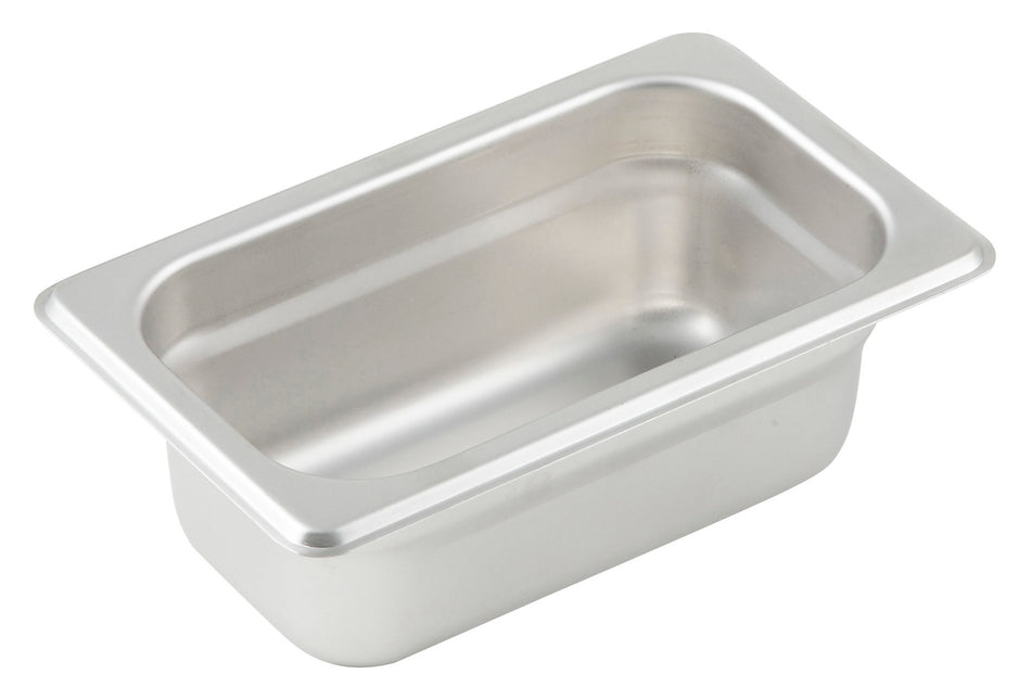 Winco SPJM-902 6-3/4 Inch Stainless Steel Steam Table Pan 1/9 Size Anti-jamming