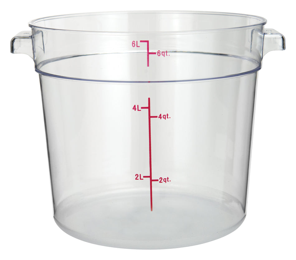 Winco PCRC-6 Round Storage Container, Clear Polycarbonate - 6 Quart