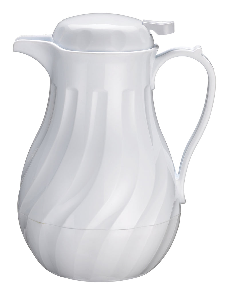 Winco VSW-42W 42 Oz Plastic Beverage Server Push Button with Tags White