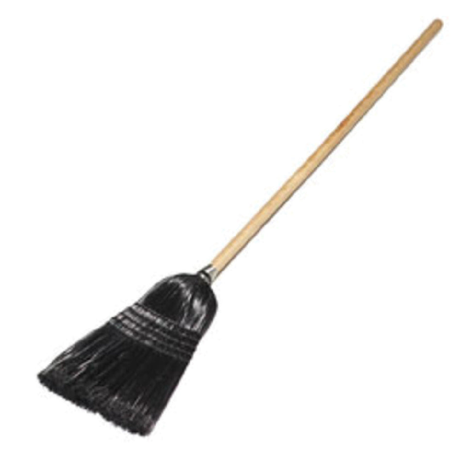 Carlisle 4168003 12 Inch Brush Heat Resistant Broom Wood Handle Black Synthetic Corn Bristles