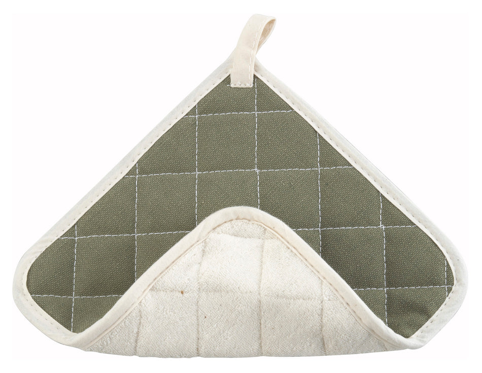 Winco PH-8B 8 Inch Square Pot Holder Cotton Terrycloth and Fire Retardant White Gray