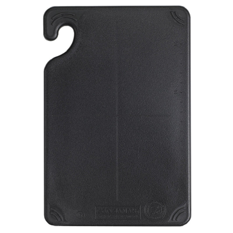 Carlisle CBG6938BK 6 Inch Bar Cutting Board with Anti-slip Grip Hooks Black Co-polymer