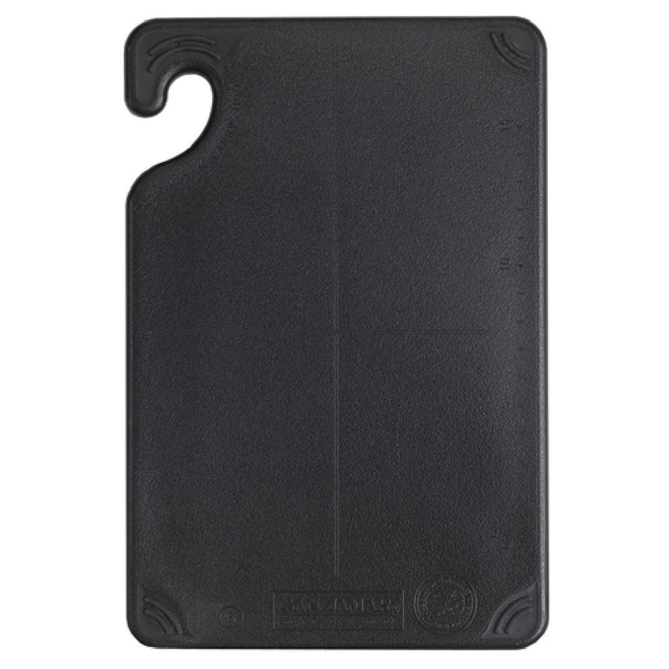 Carlisle CBG6938BK 6 Inch Bar Cutting Board with Anti-slip Grip Hooks Black Co-polymer
