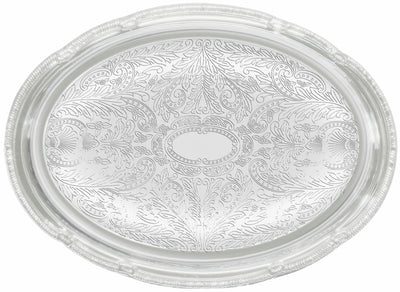 Winco CMT-1318 18-3/4 Inch Oval Serving Tray with Gadroon Edge Chrome Plated