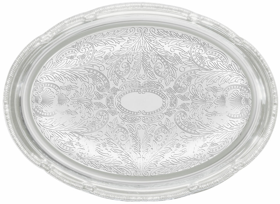 Winco CMT-1318 18-3/4 Inch Oval Serving Tray with Gadroon Edge Chrome Plated