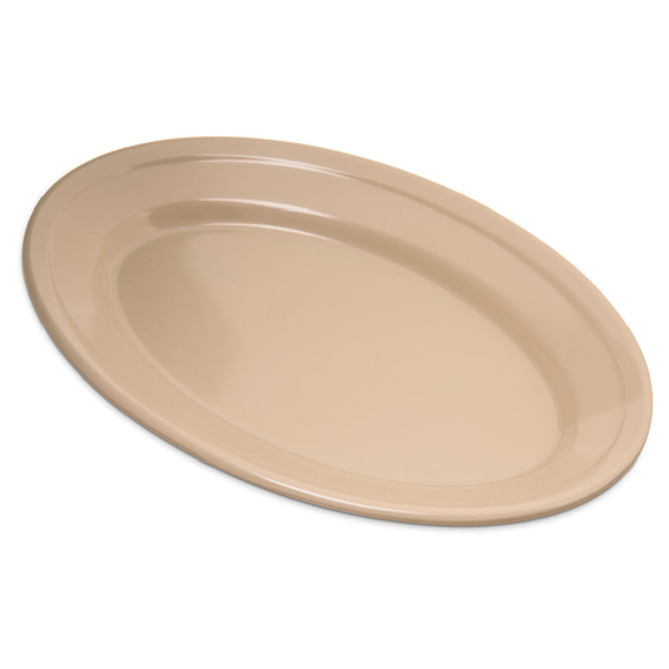 Carlisle 4356325 9-1/4 Inch Oval Platter with Reinforced Rim Tan Melamine