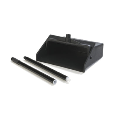 Carlisle 36142003 12 Inch Pan Lobby Dust Pan Serrated Edge 2 Piece Handle Black