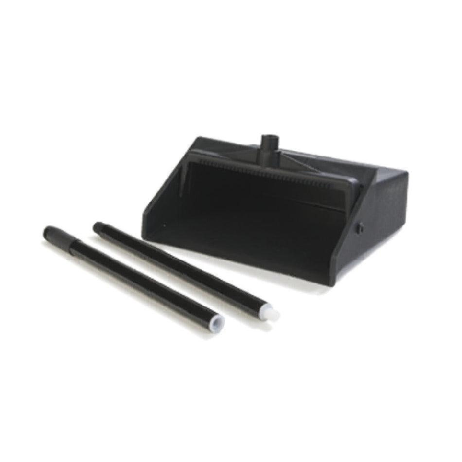 Carlisle 36142003 12 Inch Pan Lobby Dust Pan Serrated Edge 2 Piece Handle Black