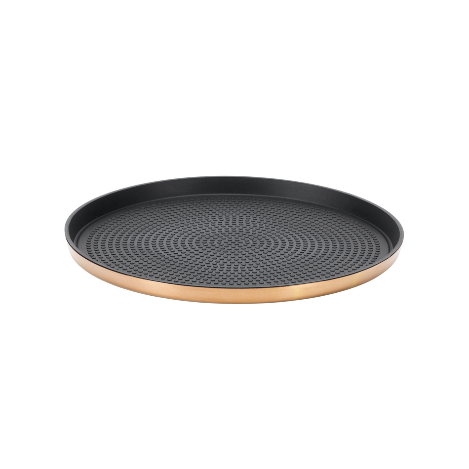Modern Edge Small 9" Round Serving Tray in Rose Gold