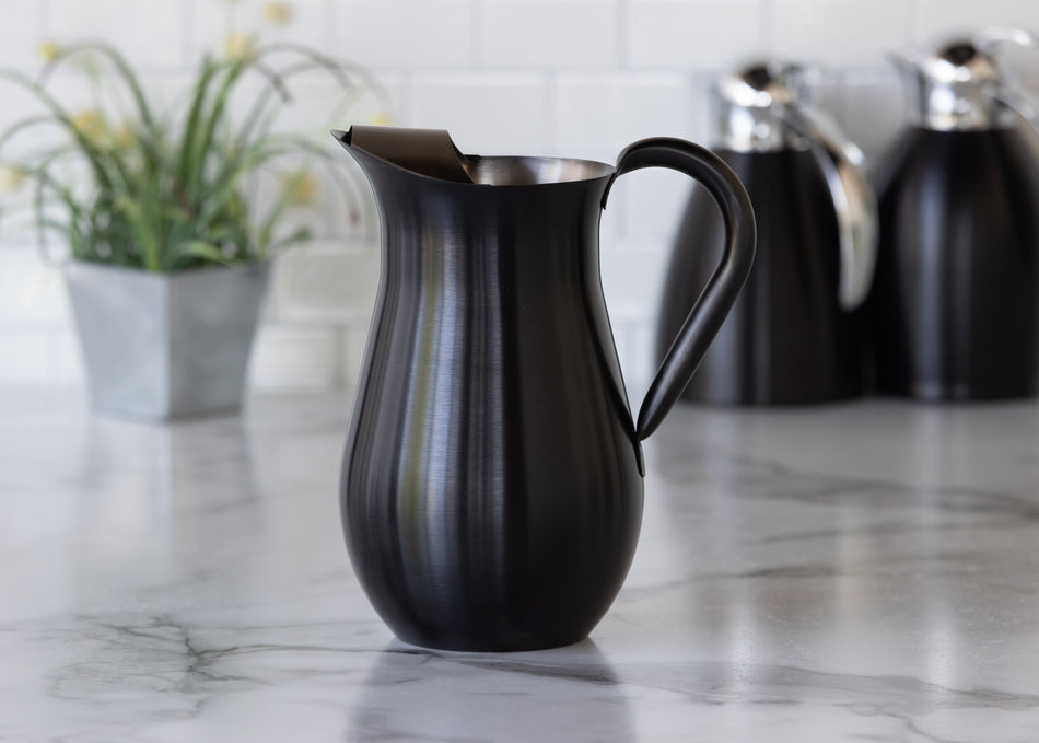 Bell Pitcher 2-Liter Stainless Steel Pitcher with Ice Guard in Black Onyx