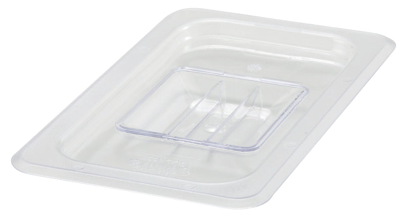 Winco SP7400S 1/4 Size Solid Food Pan Cover with Handle Polycarbonate Clear
