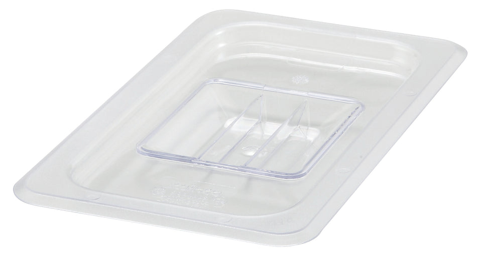 Winco SP7400S 1/4 Size Solid Food Pan Cover with Handle Polycarbonate Clear