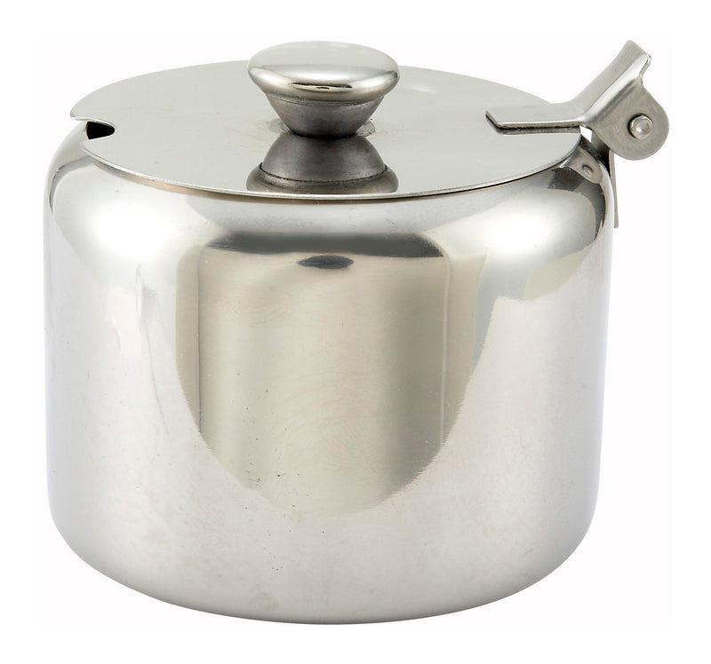 Winco T-710 10 Oz Sugar Can with Cover Slotted Hinged Lid Stainless Steel