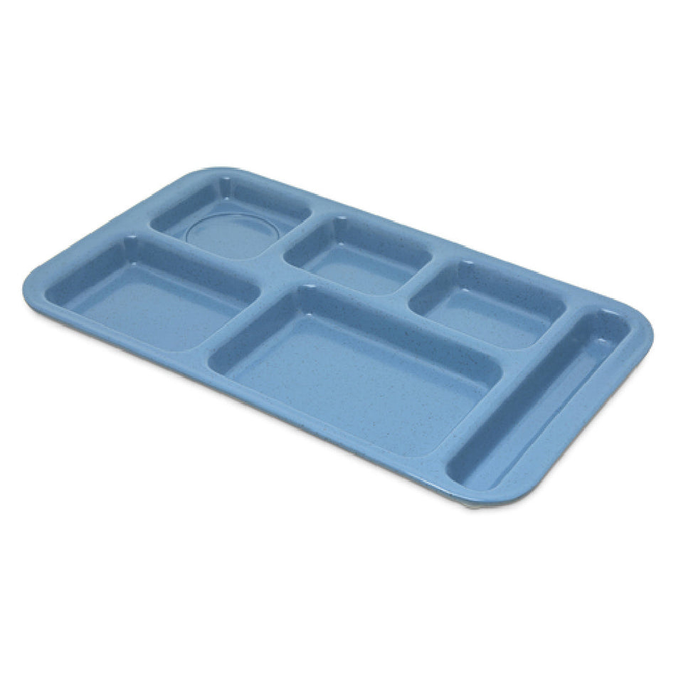 Carlisle 4398392 15 Inch Blue Space Saver Tray with 6 Compartments Melamine