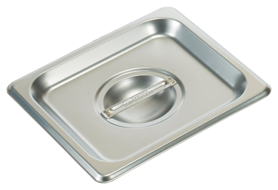 Winco SPSCS 1/6 Size Solid Steam Table Pan Cover with Handle Stainless Steel