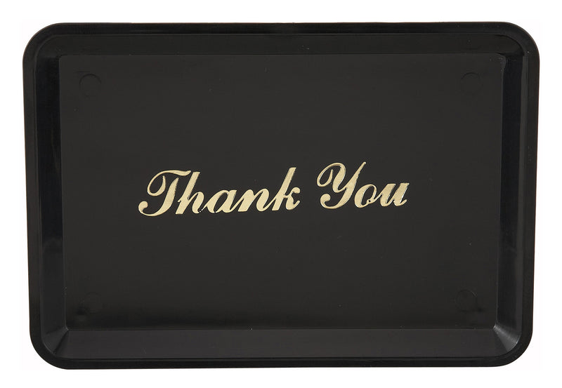 Winco TT-46 6.5 Inch Plastic Tip Tray Black with Gold Thank You Imprint