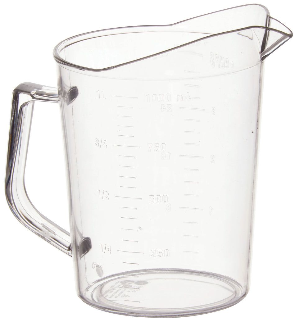 Winco PMU-100 1 Quart Clear Polycarbonate Measuring Cup with Raised Graduation