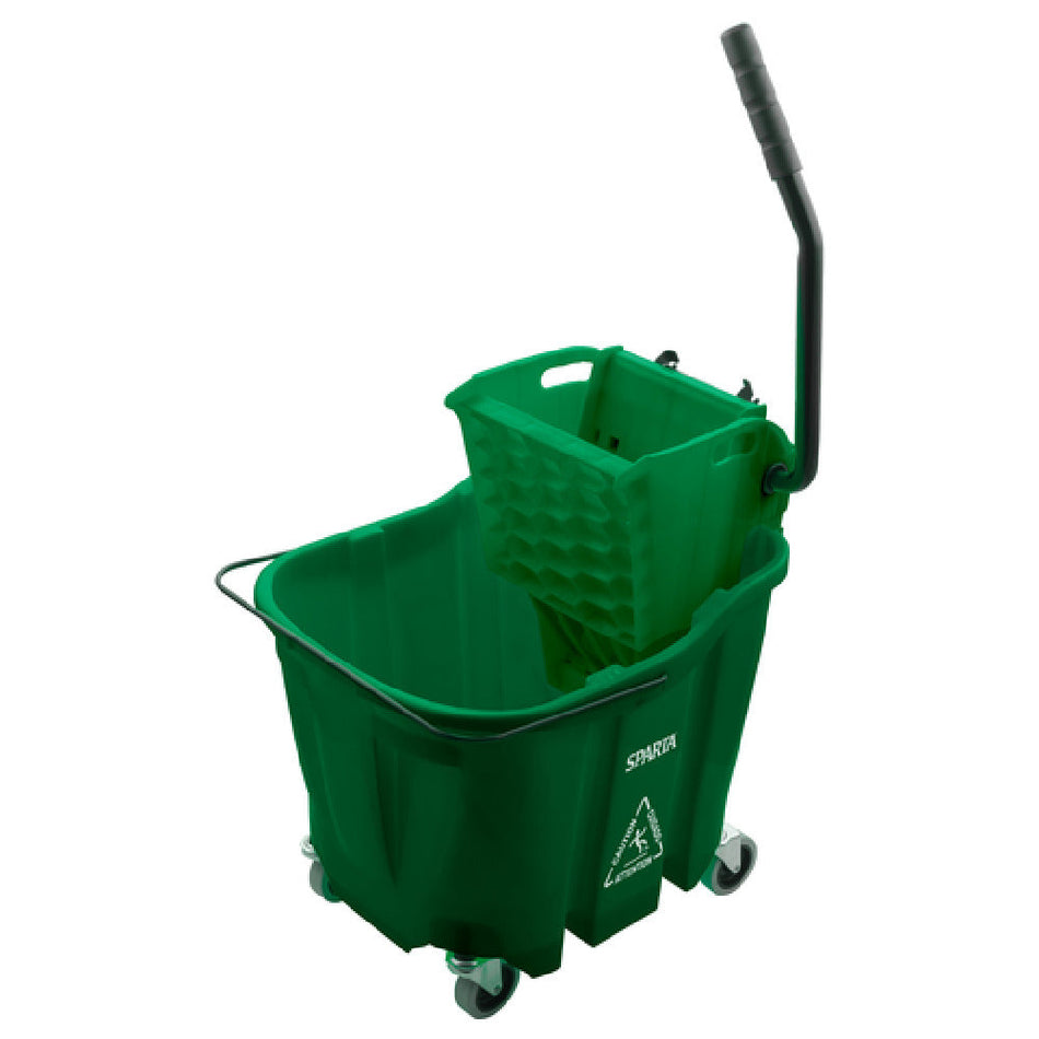 Carlisle 8690409 35 Quarts Mop Bucket Combo with Side Press Wringer Green