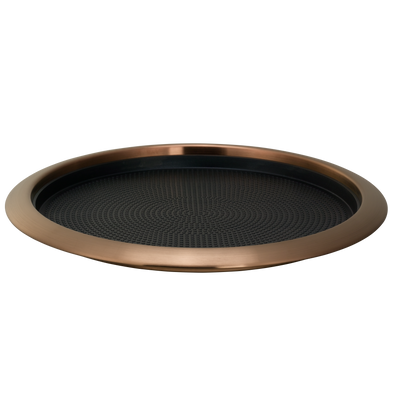 Non-Slip Removable Insert 14 in. Medium Round Serving Tray in Rose Gold