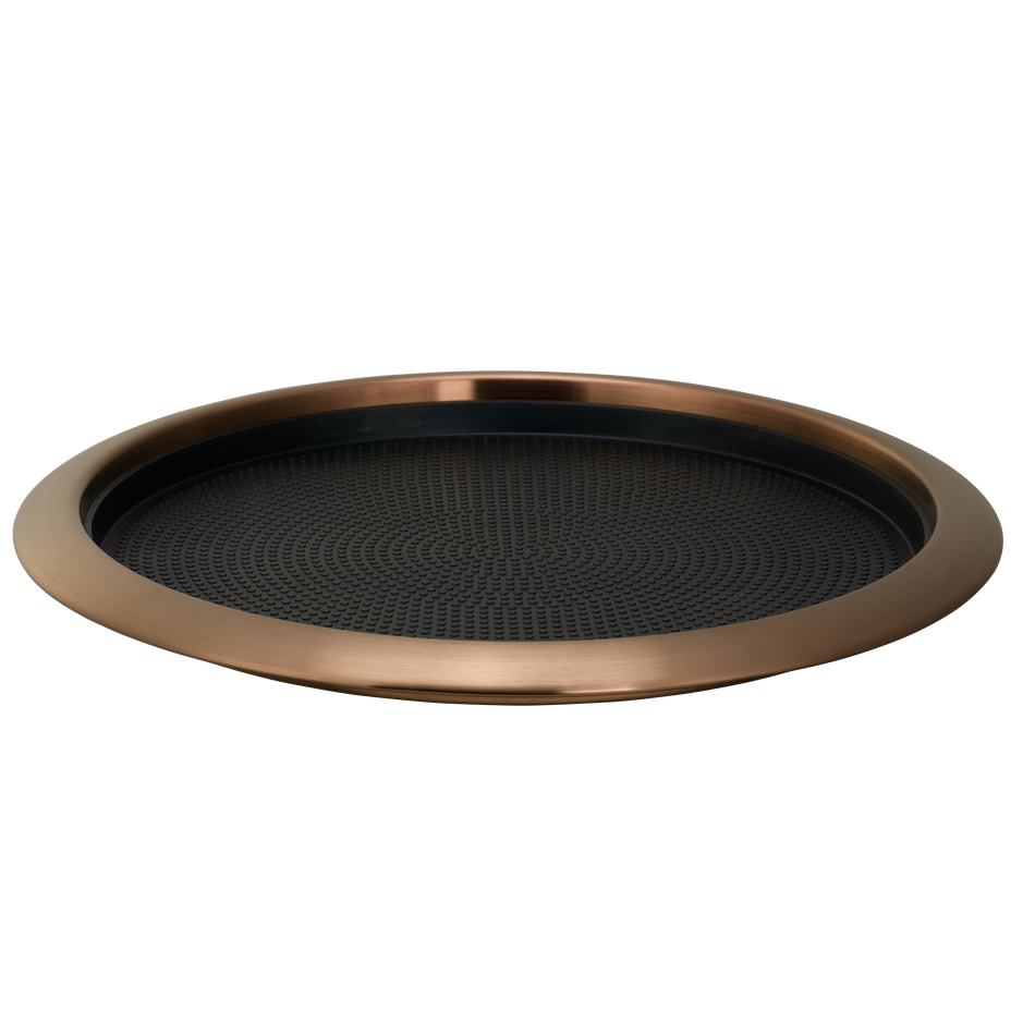 Non-Slip Removable Insert 14 in. Medium Round Serving Tray in Rose Gold