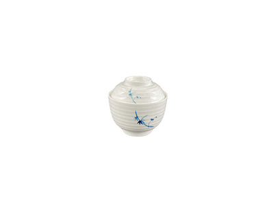 Thunder Group 3502BB 9 Oz Miso Bowl With Lid Break Resistant Blue Bamboo Melamine