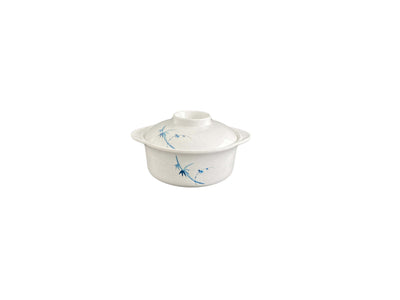 Thunder Group 3503BB 12 Oz Miso Bowl with Lid Break-Resistant Melamine Blue Bamboo