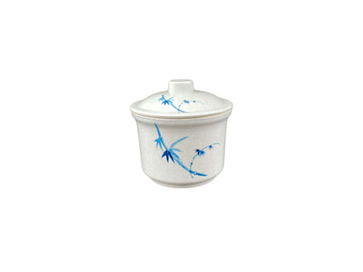 Thunder Group 3504BB 4-1/4 Inch 14 Oz Bowl with Lid Break-Resistant Melamine Blue Bamboo