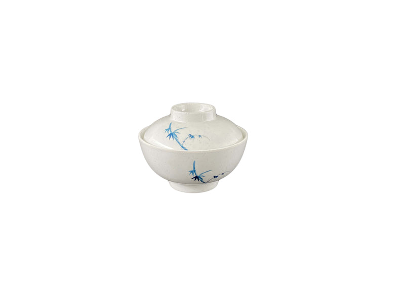 Thunder Group 3506BB 10 Oz Bowl With Lid Break-Resistant BPA Free Melamine Blue Bamboo