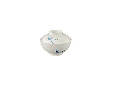 Thunder Group 3506BB 10 Oz Bowl With Lid Break-Resistant BPA Free Melamine Blue Bamboo