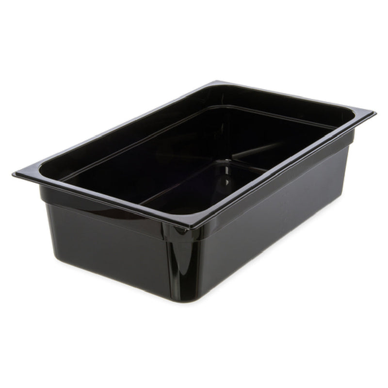 Carlisle 10202B03 20 Inch Molded Polycarbonate Food Pan Black with Capacity Indicators