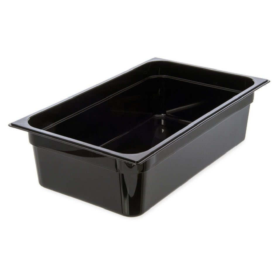 Carlisle 10202B03 20 Inch Molded Polycarbonate Food Pan Black with Capacity Indicators