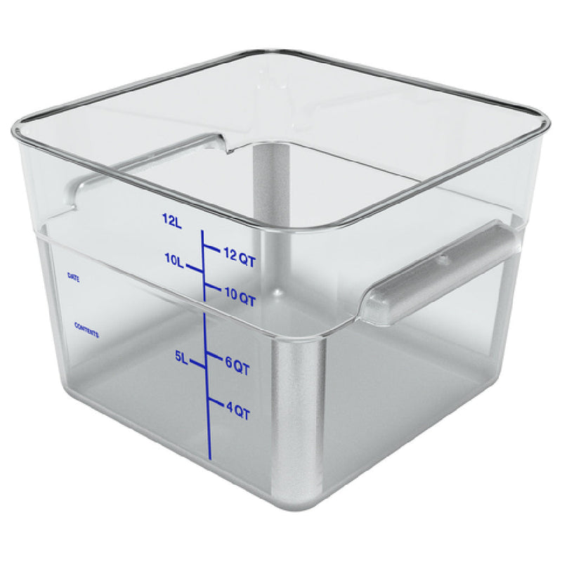 Carlisle 1195407 12 Quart Square Food Storage Container with Reinforced Handles Polycarbonate Clear