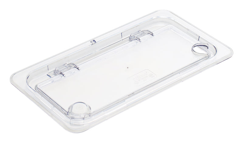 Winco SP7300H 1/3 Size Hinged Food Pan Cover Notched Polycarbonate