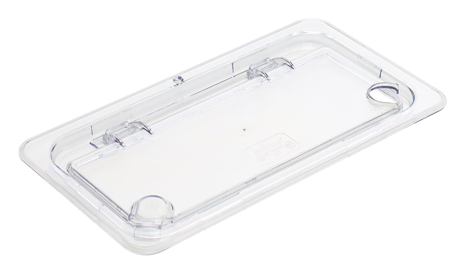 Winco SP7300H 1/3 Size Hinged Food Pan Cover Notched Polycarbonate