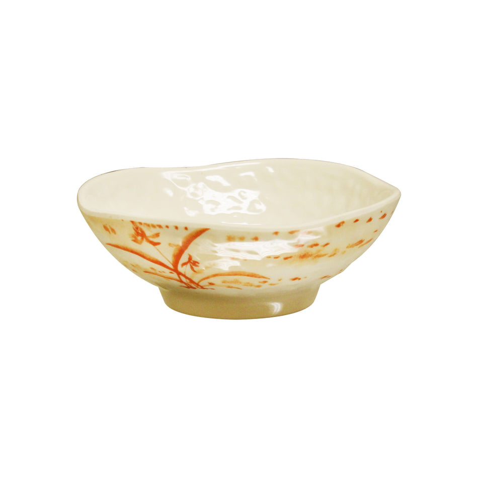 12 Pack 7 oz, 4-3/4" Diameter x 1-3/4" Height, Wavy Rice Bowl, Gold Orchid Dinnerware, Melamine, BPA Free, Dishwasher Safe, Break-Resistant, Shatter-Resistant, No Microwave, No Oven, NSF