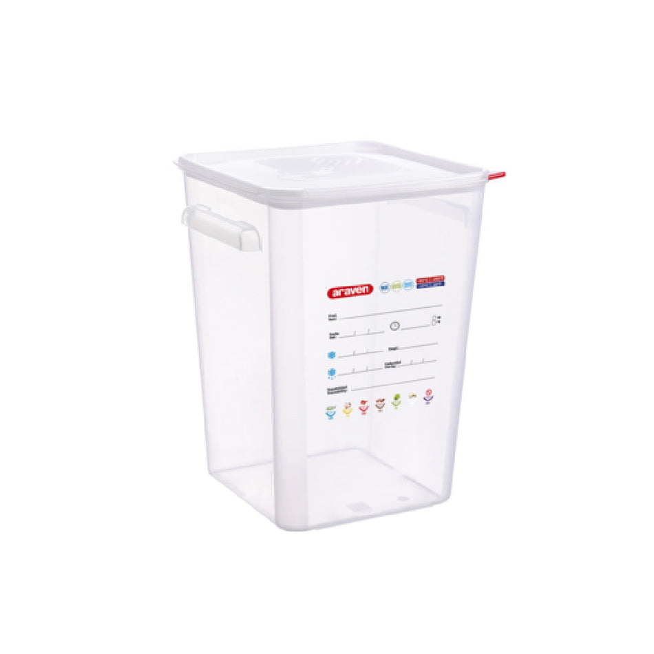 Carlisle 11857 23 Qt. Square Food Storage Container with Airtight Lid Polypropylene Clear