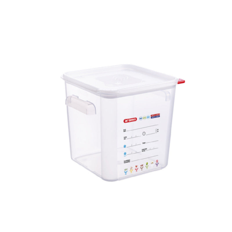 Carlisle 11856 12.6 Qt Airtight Food Storage Container Square Polypropylene Clear