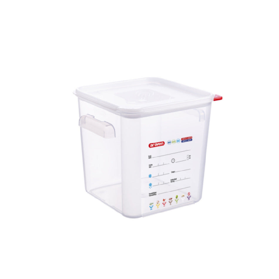 Carlisle 11856 12.6 Qt Airtight Food Storage Container Square Polypropylene Clear