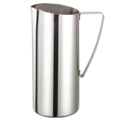 Service Ideas Slim 1.9 Liter Water Pitcher - Polished Stainless Steel without Ice Guard Tableside