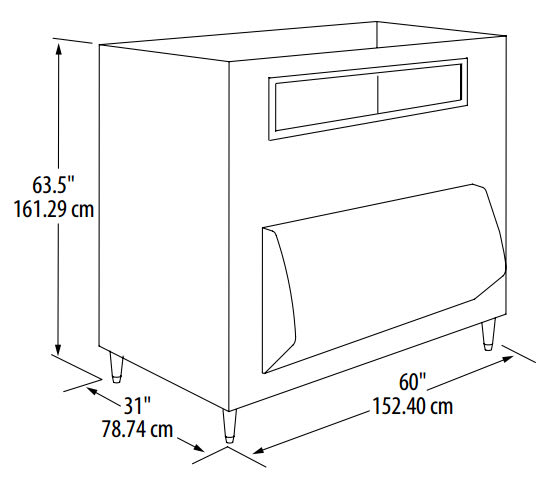 Manitowoc F Series F1650 Ice Storage Bin — 1494 lb Capacity, 60 in Wide