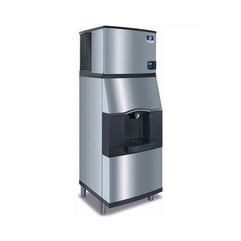 Manitowoc IYP0300W/SPA312 310 lb/Day Commercial Half Cube Ice Machine & Ice Maker Dispenser, Water Cooled, 180 lb Storage, 115V
