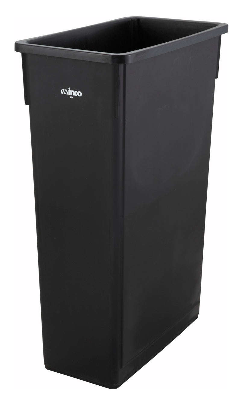 Winco PTC-23K 20 Inch Slender Trash Can 23 Gallon HDPE Black