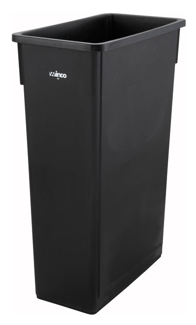 Winco PTC-23K 20 Inch Slender Trash Can 23 Gallon HDPE Black