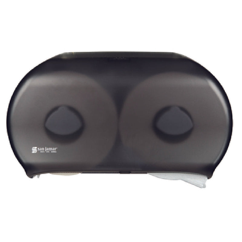 Carlisle R4000TBK 19 Inch Toilet Tissue Dispenser with Full Swing Cover Plastic Translucent Black Pearl